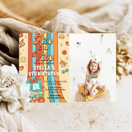 レトロレインボーファイブはVibe Groovy第5誕生日 招待状