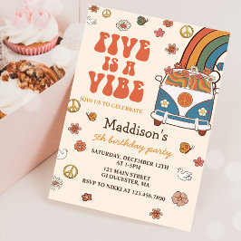 レトロレインボーファイブはVibe Groovy第5誕生日 招待状