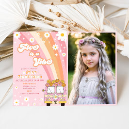 レトロレインボーファイブはVibe Groovy第5誕生日 招待状