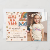 レトロレインボーファイブはVibe Groovy第5誕生日 招待状 (正面)