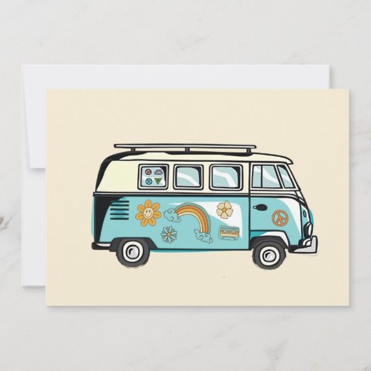 レトロレインボーファイブはVibe Groovy第5誕生日 招待状 (裏面)