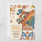 レトロレインボーファイブはVibe Groovy第5誕生日 招待状 (正面)