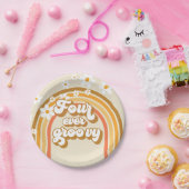 レトロレインボーフォーエバーグルーヴィー4th誕生日 ペーパープレート (パーティー)