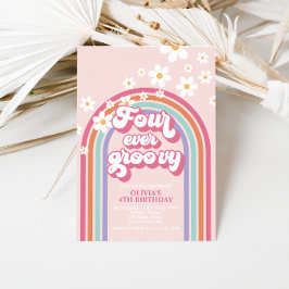 レトロレインボーフォーエバーグルーヴィー4th誕生日 招待状