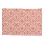 レトロレインボーフラワーズピンク&コーラル 枕カバー (裏面)