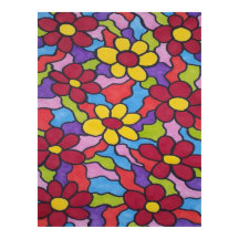 レトロレインボーフラワーパターン