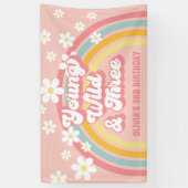 レトロレインボーヤングワイルドスリーグルーヴィー3歳の誕生日 横断幕 (縦)