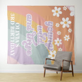 レトロレインボーヤングワイルドスリーサーズバースデー タペストリー (インサイチュ(横))