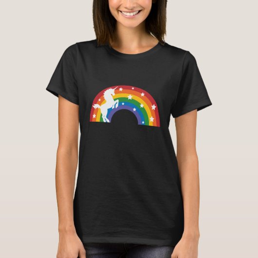 レトロレインボーユニコーンTシャツ Tシャツ (正面)