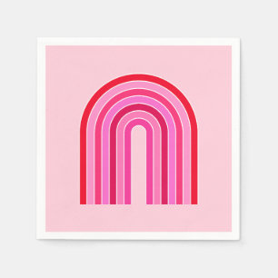 レトロレインボー名門私立校風のピンクアンドレッドアーチ スタンダードカクテルナプキン