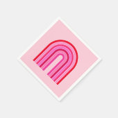 レトロレインボー名門私立校風のピンクアンドレッドアーチ スタンダードカクテルナプキン (角)