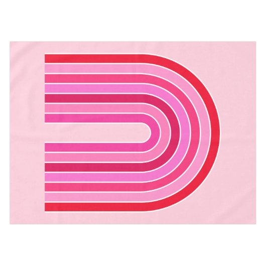 レトロレインボー名門私立校風のピンクアンドレッドアーチ テーブルクロス (正面(横))