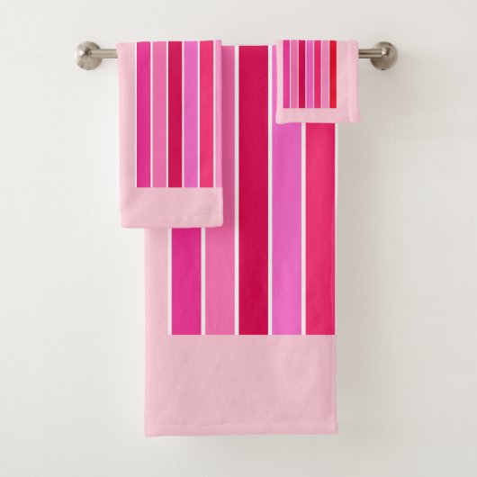 レトロレインボー名門私立校風のピンクアンドレッドアーチ バスタオルセット (インサイチュ)