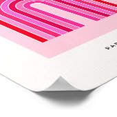 レトロレインボー名門私立校風のピンクアンドレッドアーチ ポスター (角)