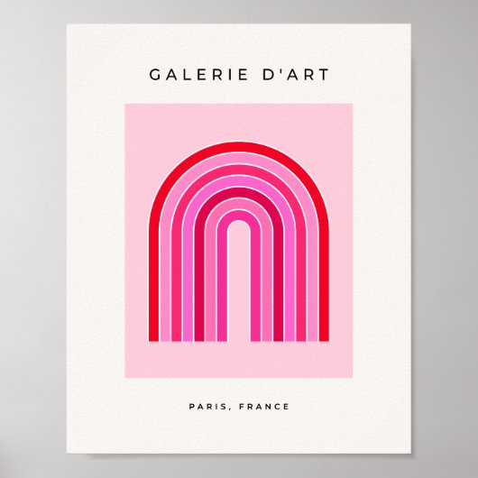 レトロレインボー名門私立校風のピンクアンドレッドアーチ ポスター (正面)