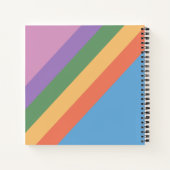 レトロレインボー斜ストライプ線パーソナライズされた ノートブック (裏面)