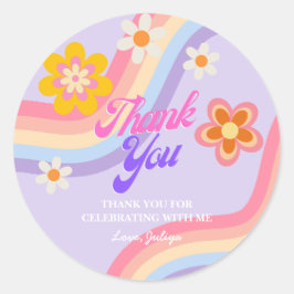 レトロレインボー誕生日ありがとう ラウンドシール