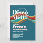 レトロレインボー誕生日60s 70s 80sヴィンテージパーティー 招待状 (正面)