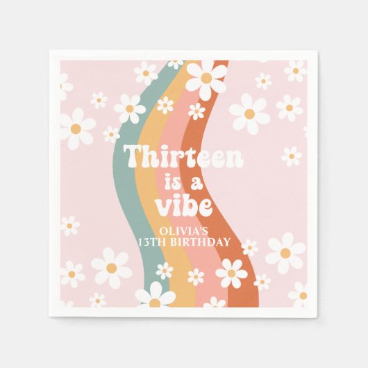 レトロレインボー13はヴィベ13誕生日 スタンダードカクテルナプキン (正面)