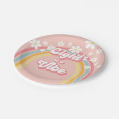 レトロレインボー8はVibe Groovy 8誕生日 ペーパープレート (アングル)