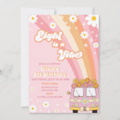 レトロレインボー8はVibe Groovy 8誕生日 招待状 (正面)