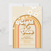 レトロレインボー8はVibe Groovy 8誕生日 招待状 (正面)