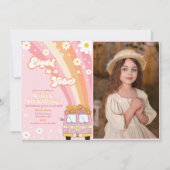 レトロレインボー8はVibe Groovy 8誕生日 招待状 (正面)