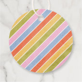 レトロレインボー&デイジーキッズパーティー好意ギフトラベル フェイバータグ (裏面)