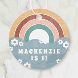 レトロレインボー&デイジーキッズパーティー好意ギフトラベル フェイバータグ