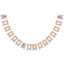 レトロレインボー&デイジー誕生日バンティンバナー バンティングフラッグ