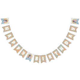 レトロレインボー&デイジー誕生日バンティンバナー バンティングフラッグ