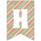 レトロレインボー&デイジー誕生日バンティンバナー バンティングフラッグ (第2の旗)