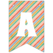 レトロレインボー&デイジー誕生日バンティンバナー バンティングフラッグ (第3の旗)