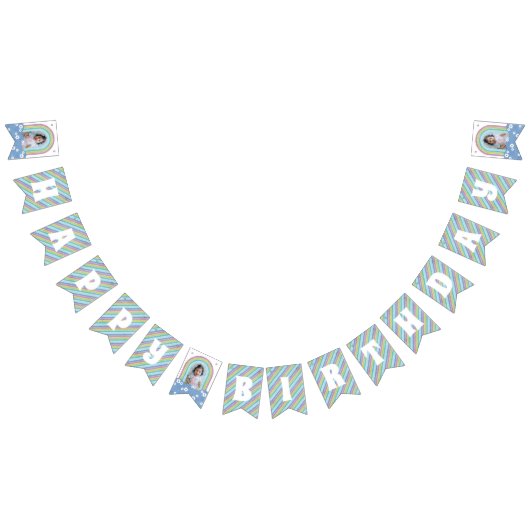 レトロレインボー&デイジー誕生日バンティンバナー バンティングフラッグ (全)