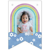 レトロレインボー&デイジー誕生日バンティンバナー バンティングフラッグ (第1の旗)