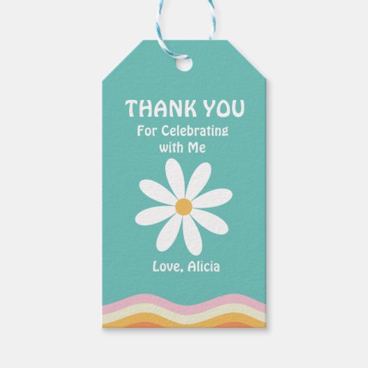 レトロレインボーFIVEはVibe Groovy 5誕生日 ギフトタグ (正面)