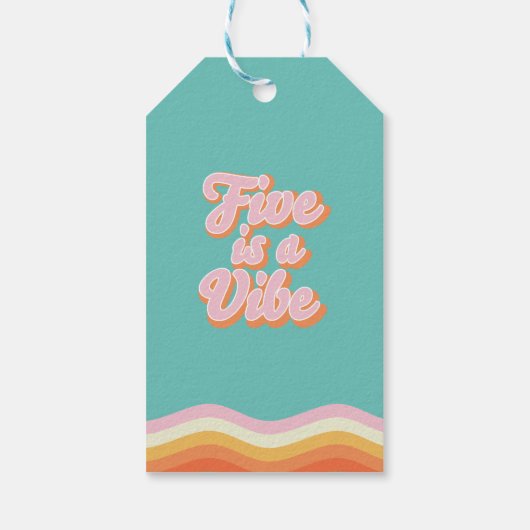 レトロレインボーFIVEはVibe Groovy 5誕生日 ギフトタグ (裏面)