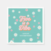 レトロレインボーFIVEはVibe Groovy 5誕生日 スタンダードカクテルナプキン (正面)