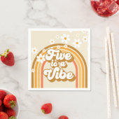レトロレインボーFIVEはVibe Groovy 5誕生日 スタンダードカクテルナプキン (インサイチュ)