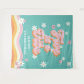 レトロレインボーFIVEはVibe Groovy 5誕生日 タペストリー (正面(横))