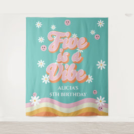 レトロレインボーFIVEはVibe Groovy 5誕生日 タペストリー