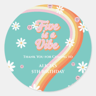レトロレインボーFIVEはVibe Groovy 5誕生日 ラウンドシール