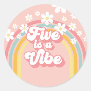 レトロレインボーFIVEはVibe Groovy 5誕生日 ラウンドシール