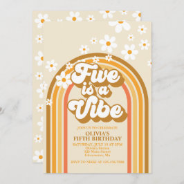 レトロレインボーFIVEはVibe Groovy 5誕生日 招待状