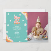 レトロレインボーFIVEはVibe Groovy 5誕生日 招待状 (正面)