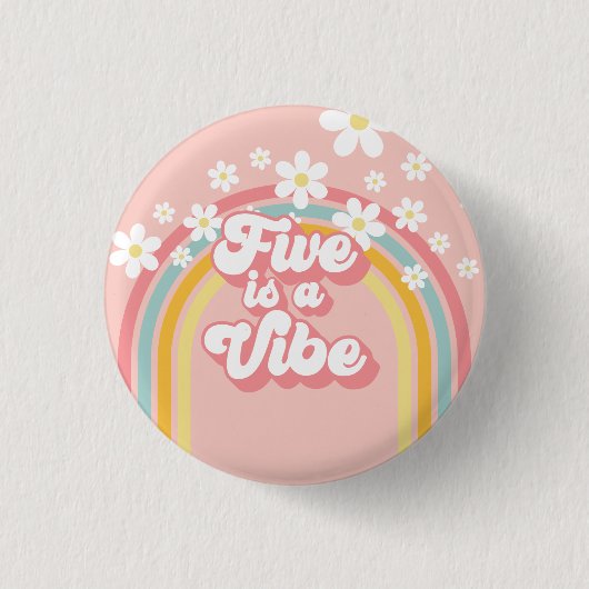 レトロレインボーFIVEはVibe Groovy 5誕生日 缶バッジ (正面)
