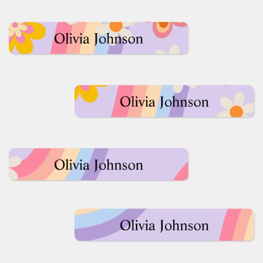レトロレインボーgroovy子供の防水名ラベル ラベル (グループ)
