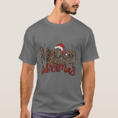 レトロレオパードメリークリスマスサンタハットおもしろいクリスマス Tシャツ (正面)