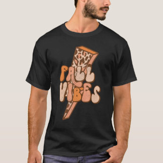 レトロレオパード稲妻ボルト秋ビーブズオータムレ Tシャツ