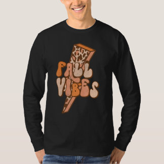 レトロレオパード稲妻ボルト秋ビーブズオータムレ Tシャツ